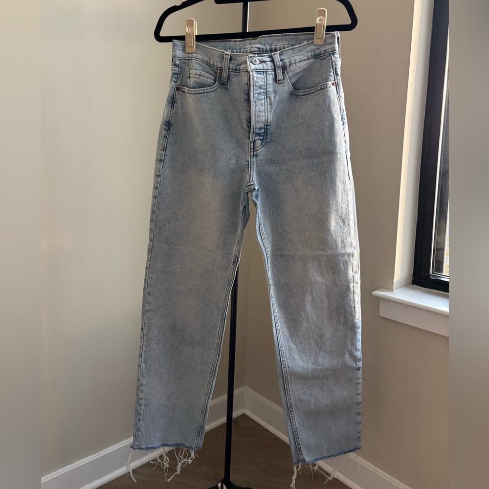 light blue straight jeans